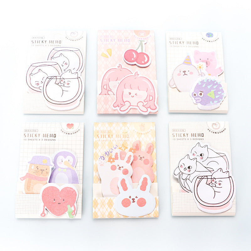 Wholesale 10pcs Cartoon Cute Creative Student Sticky Notes